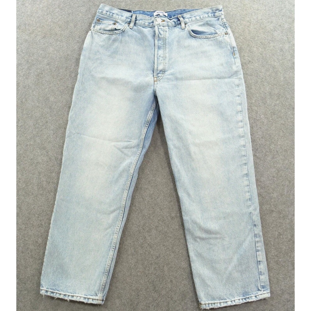 Re/Done Jeans Womens 32 Blue Straight Relaxed High Rise Button Fly Denim 90s